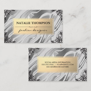 Liquid Background   Gold and Ornate Corners Business Card