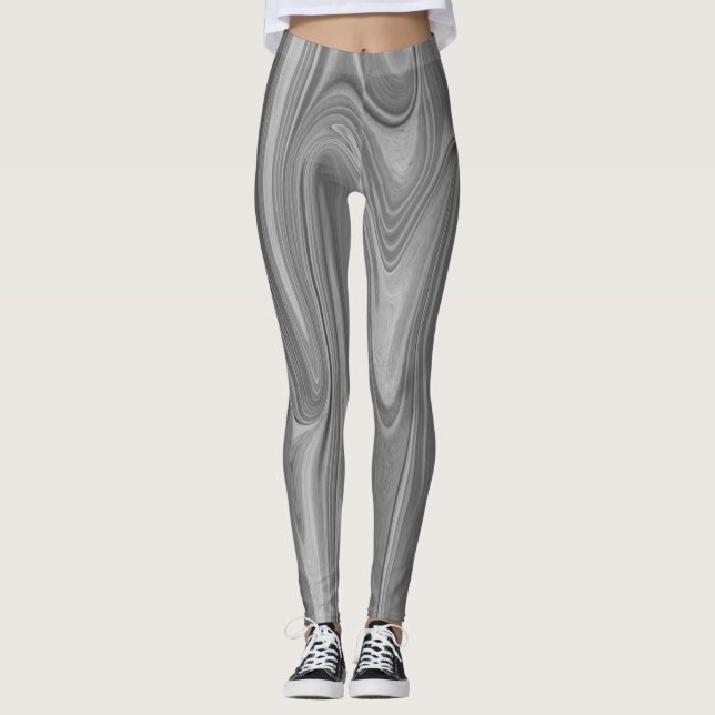 liquid black and white pattern leggings (Front)