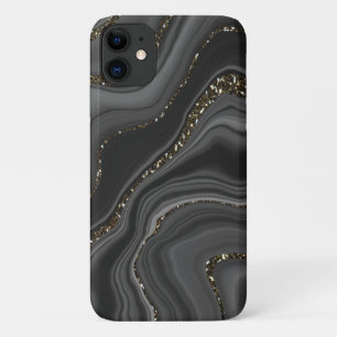Liquid Black Gray White Agate Glitter Dream #2 iPhone 11 Case
