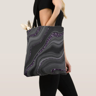 Liquid Black Grey White Agate Glitter Dream #1 Tote Bag