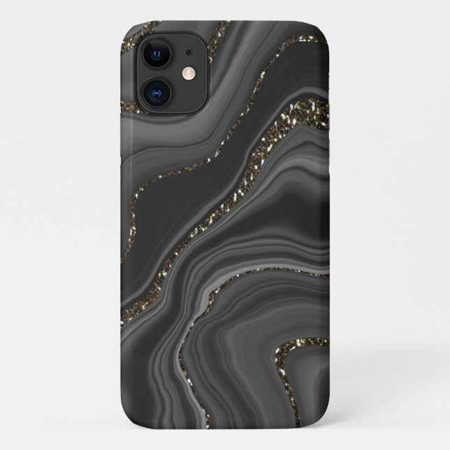 Liquid Black Grey White Agate Glitter Dream #2 Case-Mate iPhone Case (Back)