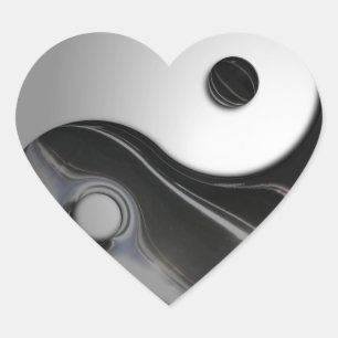Liquid Black Yin Yang (Customisable) Heart Sticker