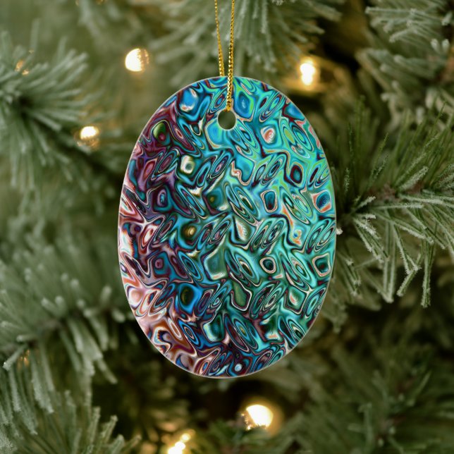 Liquid Blue Gel Abstract Ceramic Ornament (Tree)