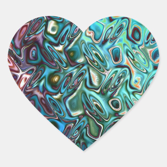 Liquid Blue Gel Abstract Heart Sticker (Front)