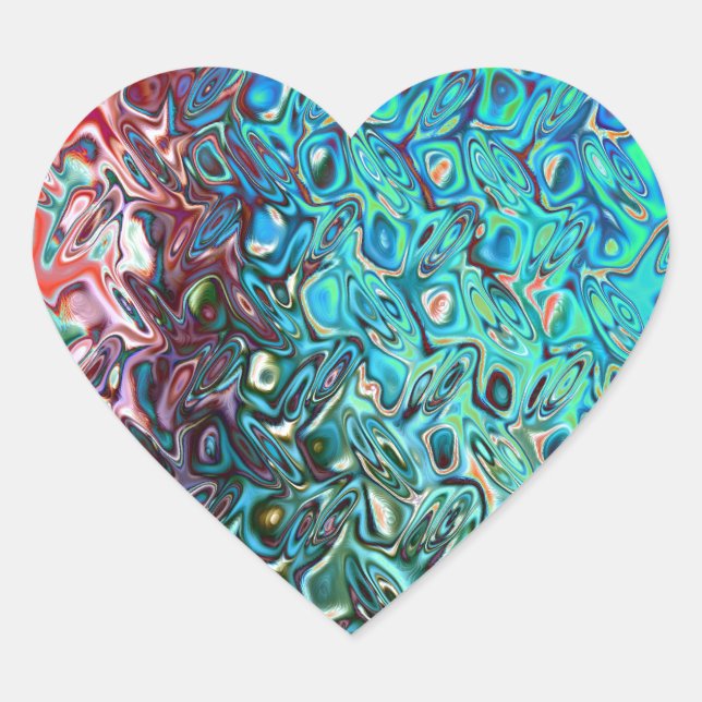 Liquid Blue Gel Abstract Heart Sticker (Front)