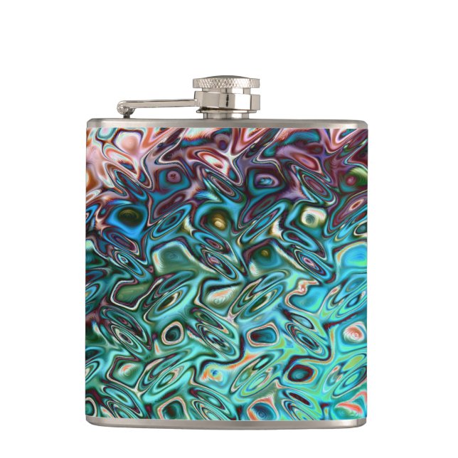 Liquid Blue Gel Abstract Hip Flask (Front)