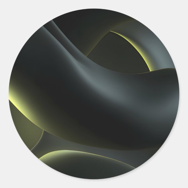 Liquid Chrome Abstract: Dark Iridescence Classic Round Sticker (Front)