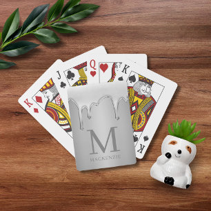Liquid Chrome Drips Metal Monogram Playing Cards