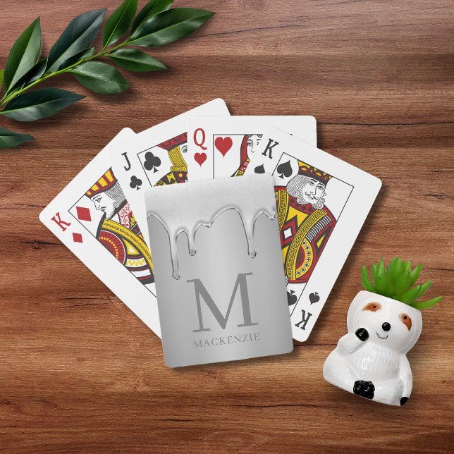 Liquid Chrome Drips Metal Monogram Playing Cards (Liquid Chrome Drips Metal Monogram Playing Cards)
