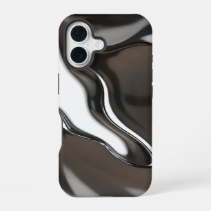 Liquid Chrome Flow Abstract Metallic iPhone 16 Case