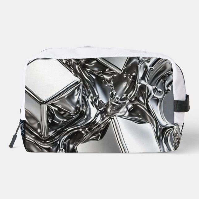 Liquid Chrome  - Mirror Silver Metal  Dopp Kit (Back)