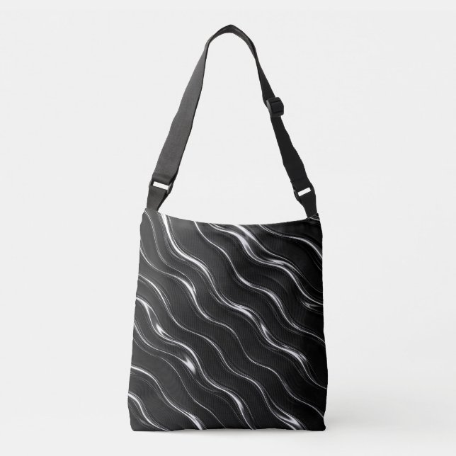 Liquid Chrome Motion Pattern | Futuristic Women’s  Crossbody Bag (Front)