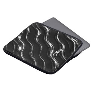 Liquid Chrome Motion Pattern Futuristic Women’s Laptop Sleeve
