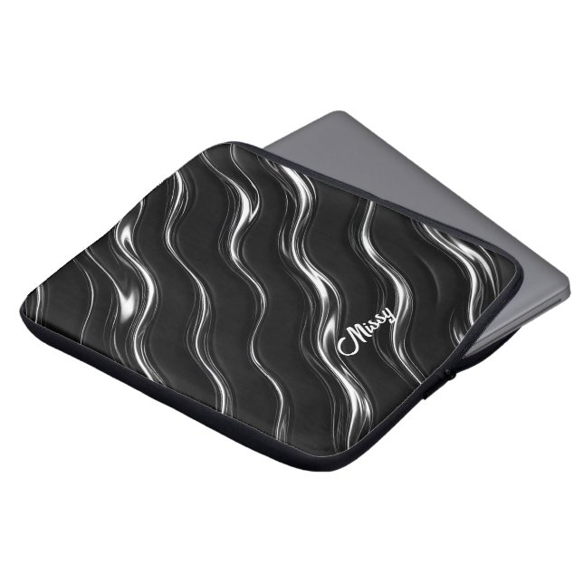Liquid Chrome Motion Pattern | Futuristic Women’s  Laptop Sleeve (Front Top)
