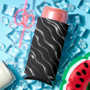 Liquid Chrome Motion Pattern Futuristic Women’s Seltzer Can Cooler