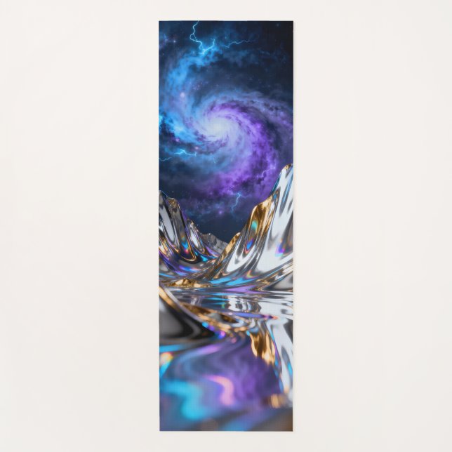 Liquid Chrome Mountain Rotating Nebula Yoga Mat (Front)