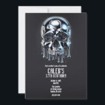 Liquid Chrome Silver Drip Skull Birthday Party Invitation<br><div class="desc">Customise for your event</div>