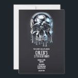 Liquid Chrome Silver Drip Skull Birthday Party Invitation<br><div class="desc">Customise for your event</div>