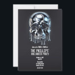 Liquid Chrome Silver Drip Skull Halloween Party Invitation<br><div class="desc">Customise for your event</div>