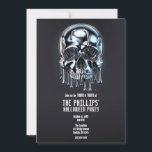 Liquid Chrome Silver Drip Skull Halloween Party Invitation<br><div class="desc">Customise for your event</div>