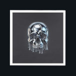 Liquid Chrome Silver Drip Skull Halloween Party Napkin<br><div class="desc">Customise with any text.</div>