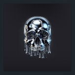 Liquid Chrome Silver Drip Skull Halloween Party Poster<br><div class="desc">Customise with any text. Matching items are available.</div>