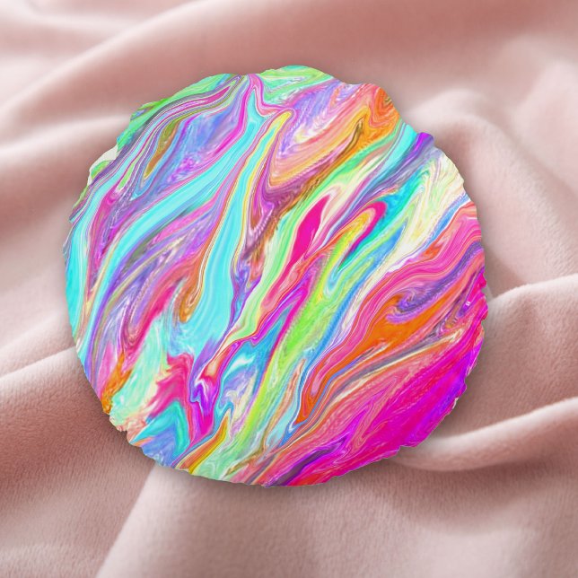 Liquid Colour Neon Round Cushion (Creator Uploaded)