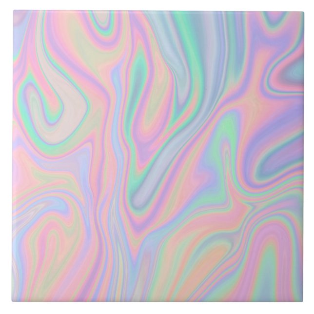 Liquid Colourful Abstract Rainbow Ceramic Tile (Front)