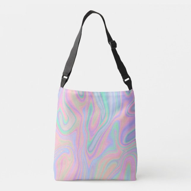 Liquid Colourful Abstract Rainbow Crossbody Bag (Back)