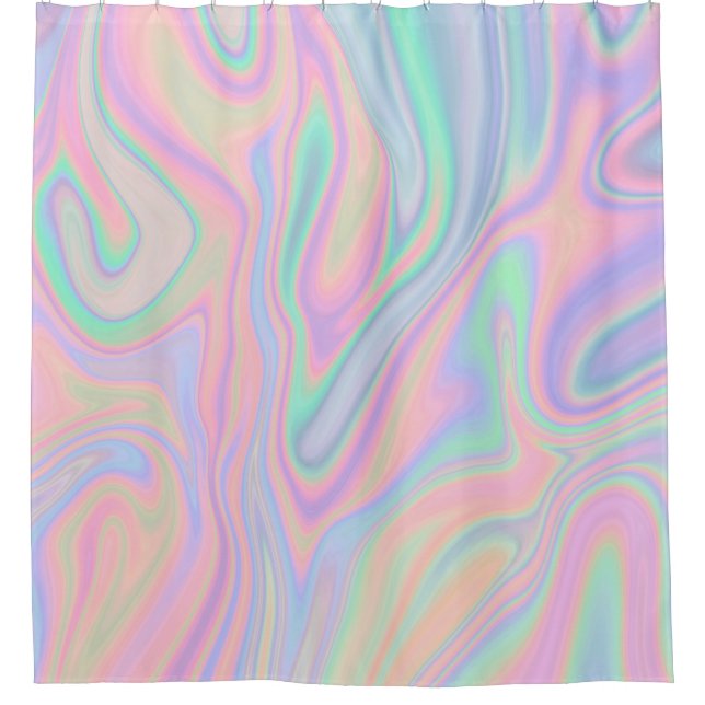 Liquid Colourful Abstract Rainbow Shower Curtain (Front)