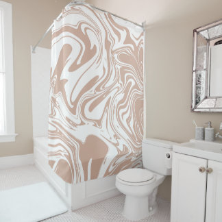 Liquid Contemporary Cafe Beige Marble Swirls Shower Curtain