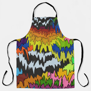 Liquid Drip Colourful Groovy Stripe Trippy Pattern Apron