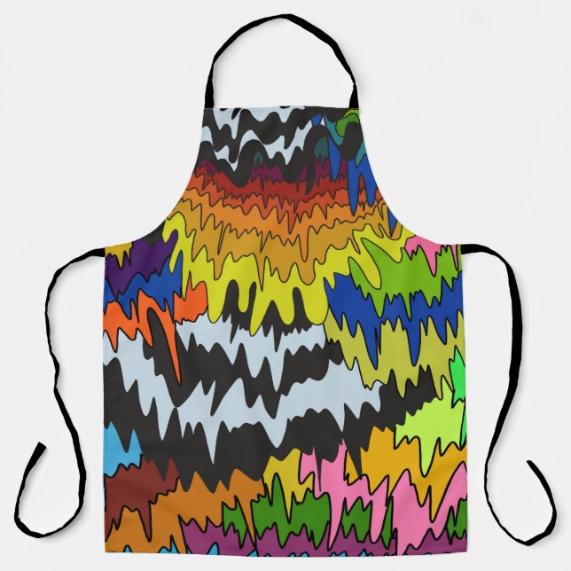 Liquid Drip Colourful Groovy Stripe Trippy Pattern Apron (Front)