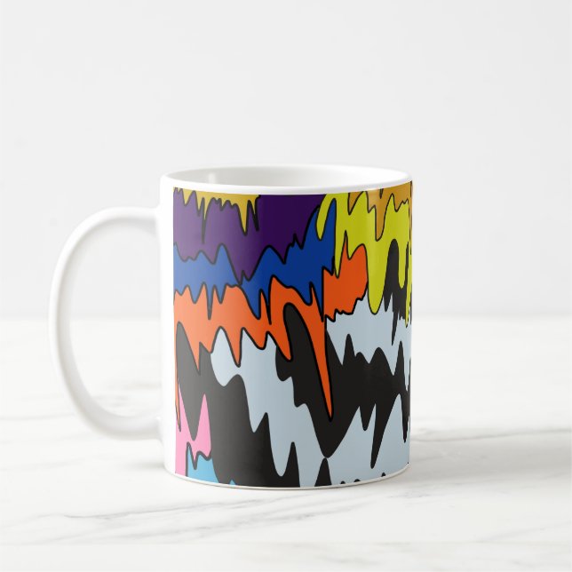 Liquid Drip Colourful Groovy Stripe Trippy Pattern Coffee Mug (Left)