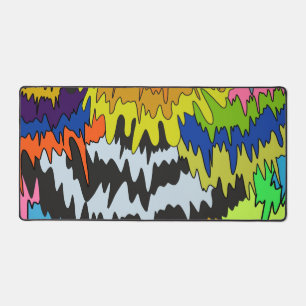 Liquid Drip Colourful Groovy Stripe Trippy Pattern Desk Mat