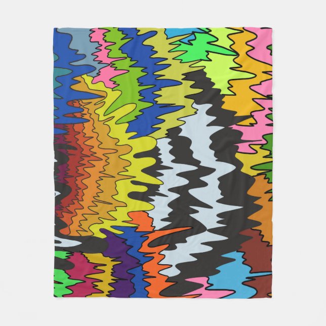 Liquid Drip Colourful Groovy Stripe Trippy Pattern Fleece Blanket (Front)