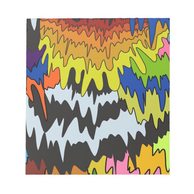 Liquid Drip Colourful Groovy Stripe Trippy Pattern Notepad (Front)
