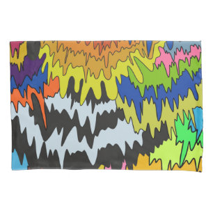 Liquid Drip Colourful Groovy Stripe Trippy Pattern Pillowcase
