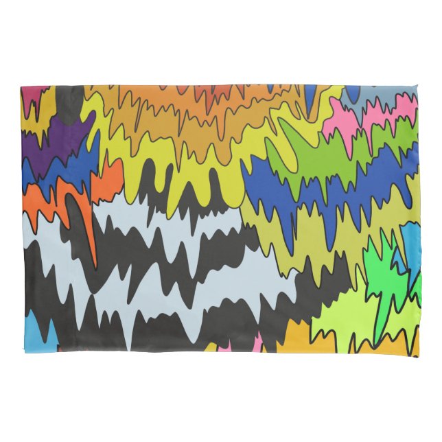 Liquid Drip Colourful Groovy Stripe Trippy Pattern Pillowcase (Front)