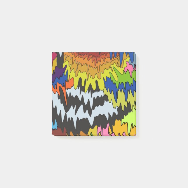 Liquid Drip Colourful Groovy Stripe Trippy Pattern Post-it Notes (Front)