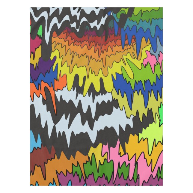Liquid Drip Colourful Groovy Stripe Trippy Pattern Tablecloth (Front)