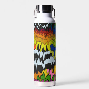 Liquid Drip Colourful Groovy Stripe Trippy Pattern Water Bottle