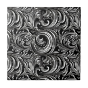 Liquid Elegance - Metallic Black liquid pattern Ceramic Tile