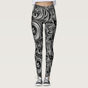 Liquid Elegance - Metallic Black liquid pattern Leggings