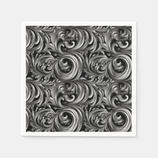 Liquid Elegance - Metallic Black liquid pattern Napkin