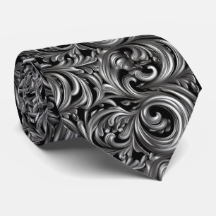 Liquid Elegance - Metallic Black liquid pattern Tie