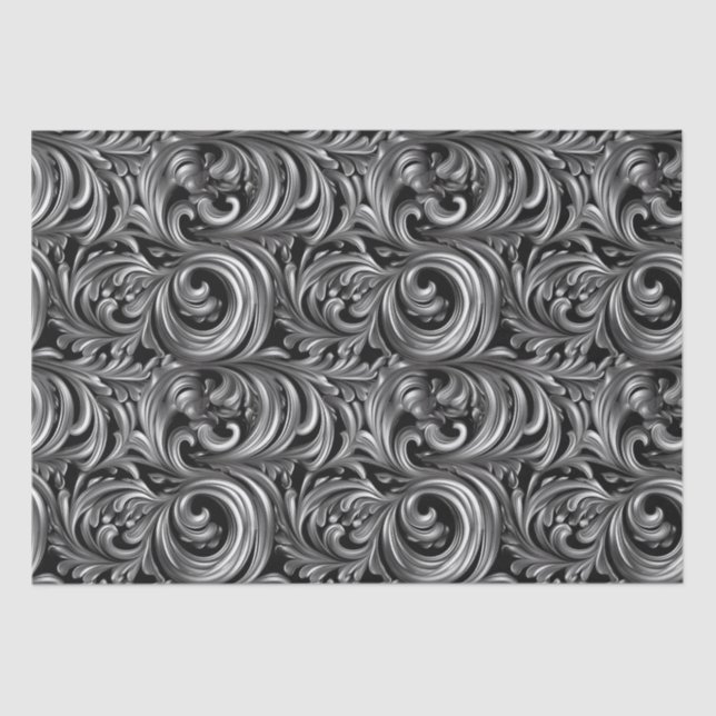 Liquid Elegance - Metallic Black liquid pattern Tissue Paper (Front)