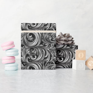 Liquid Elegance - Metallic Black liquid pattern Wrapping Paper