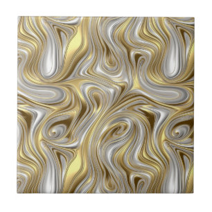 Liquid Elegance - Metallic liquid pattern Ceramic Tile
