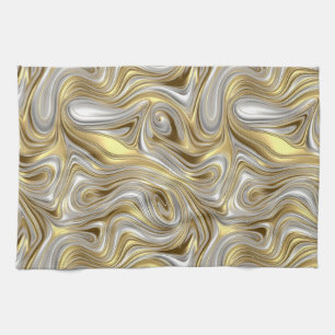 Liquid Elegance - Metallic liquid pattern Tea Towel